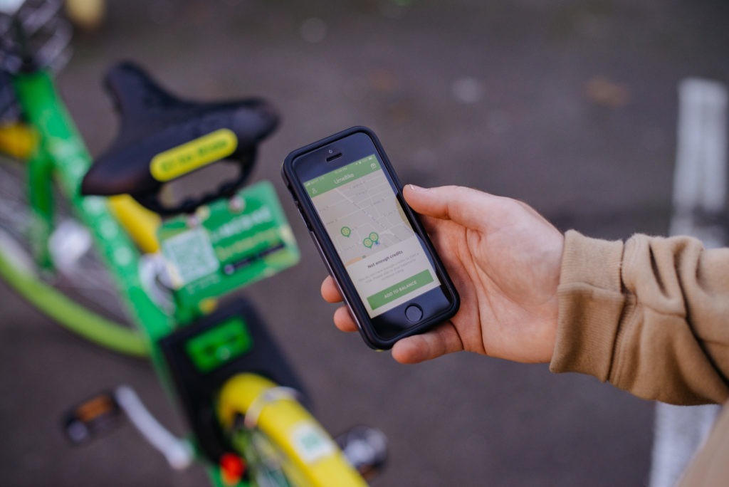 Person using bikeshare app