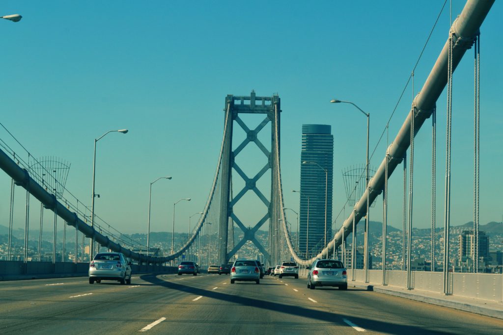 cars driving on Oakland bridge